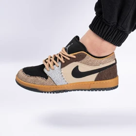 کفش کتانی اسپرت مردانه رنگ کرم مدل نایک NIKE Jordan 1 VOODOO