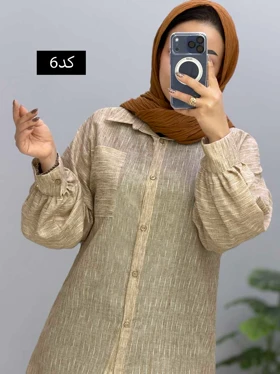 شومیز مانتویی لینن رافی کد 81821 (کد 6)