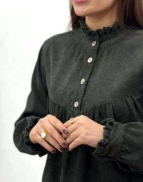 مانتو پاییزه یقه چین آیسو مانلی