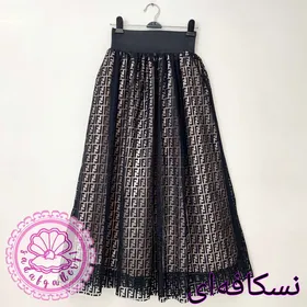 دامن زنانه گیپور فندی بلند در رنگبندی متنوع