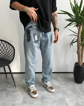 شلوار بگ استایل آبی وسط ساده BALENCIAGA