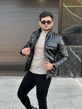 1007_کت چرم مشکی