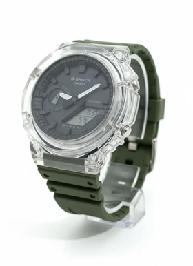 ساعت طرح جی شاک 2100 صفحه شفاف سبز لجنی