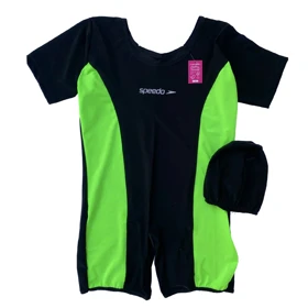 مایو اسلامی آستین کوتاه پادار طرح نوشته speedo برند سلین