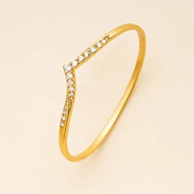 دستبند النگویی ژوپینگ طرح V شکل نگین‌دار