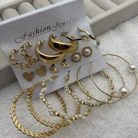 گوشواره پکی 9 جفت کد 204 طلایی