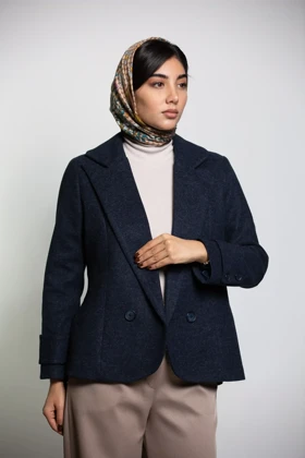 پالتو کت فوتر دوتن دو دکمه (سرمه ای)