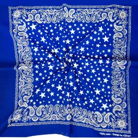 دستمال سر دخترانه رنگ آبی طرح ترمه و ستاره
