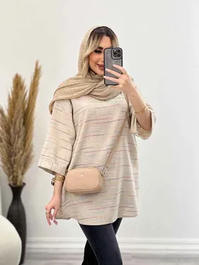 مانتو لینن نچرال یقه چاک