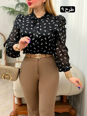 شومیز حریر آستین پف 3924