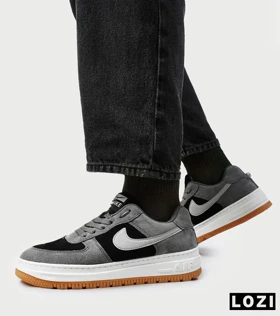 کفش کتانی مردانه بزرگ پا طوسی مشکی NIKE AIR FORCE مدل 4063