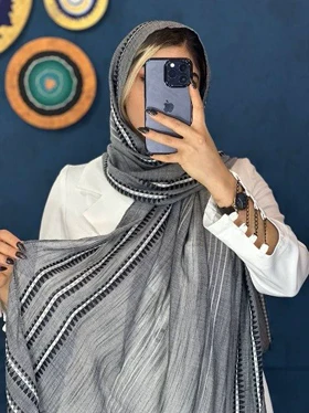 0073_شال لینن هندسی