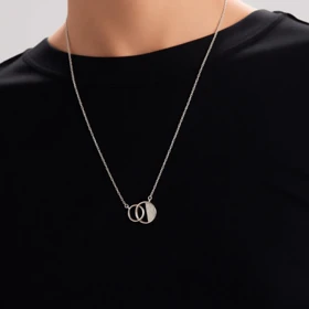 گردنبند نقره 925 اصل زنانه مدل حلقه مینیمال نگین‌دار