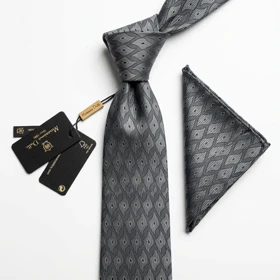 کراوات و پوشت دستدوز طرح اشک برند Massimo Dutti (طوسی)