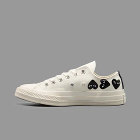 کانورس پلی مولتی هارت سفید مشکی ساق کوتاه Converse Cdg Play Multi Heart White Black Lowtop