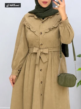 پیراهن عروسکی مخمل حورناز کد 968243 (نسکافه ای)