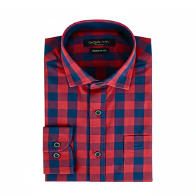 پیراهن مردانه رسمی چهارخونه قرمز