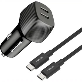شارژر فندکی فست شارژ فیلیپس Philips مدل DLP5522CC توان 60 وات با کابل