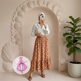 دامن کرپ پفکی بلند در رنگبندی متنوع(کد1358)