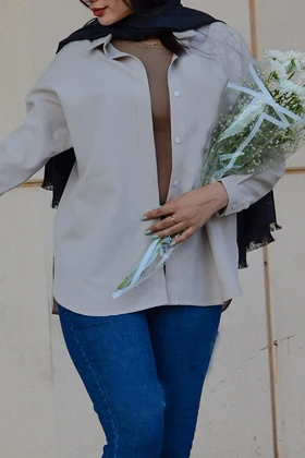 شومیز بیسیک زنانه کرم روشن کد(7155)