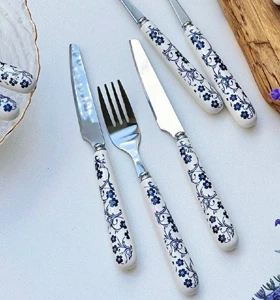 ست کارد و چنگال میوه خوری دنی هوم گل سرمه ای /A0299