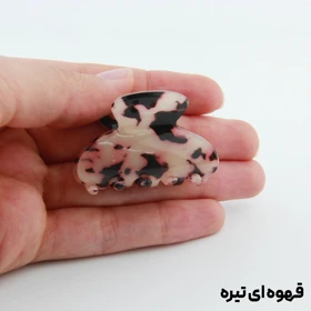 کلیپس دخترانه مدل بند انگشتی طرح صخره خال‌خالی (قهوه ای تیره)