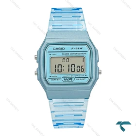 ساعت کاسیو F-91WS-2 نوستالژی آبی شیشه ای Casio-7649-U