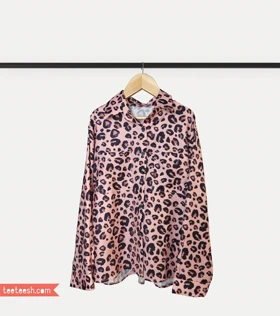 شومیز صورتی طرح پلنگی