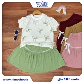 تیشرت دامن دخترانه مدل ریبان