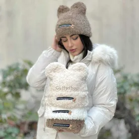 کلاه بافت گوشدار خرس نرم