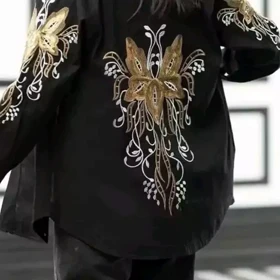 مانتو کتی زنانه طرح پروانه گلدوزی شده