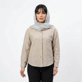 شومیز خامه دوزی لمه دار مدل زست علیدسا (کرم)