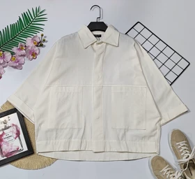 شومیز باکسی دوجیب مدل دلبهار کد 50263 (سفید)