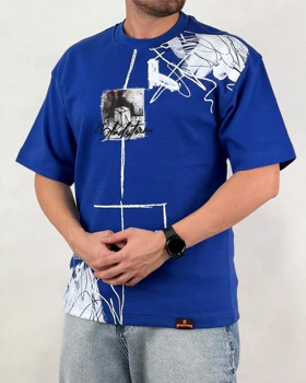 تیشرت مردانه اسپرت مدل لش استورم چاپ رنگ آبی کد 999114