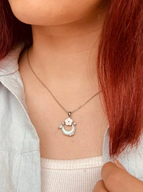 گردنبند گل و ماه استیل