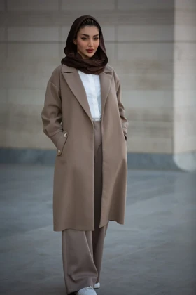 پالتو بلند جیب دکمه دار