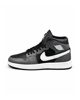 کفش کتانی مردانه مدل جردن وان ساق‌دار طوسی مشکی سفید Nike jordan1