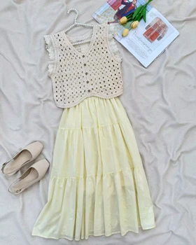 ست سارافن با رویی قلاب بافی کد 5407