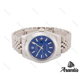 ساعت رولکس دیت جاست 2 مردانه استیل صفحه آبی طرح دار m-8165