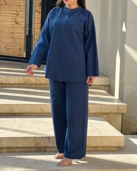 ست بلوز شلوار لینن عسل 2043