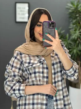مانتو چهارخونه نخی سرجیب دوبل