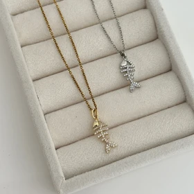 گردنبند وارداتی تیغ ماهی طلایی