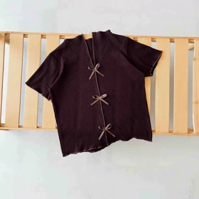 تیشرت قهوه ای زنانه فانتزی - کد 815