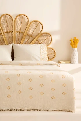 سرویس روتختی دو نفره Karaca Home مدل Nobile Brodeli ٪100 پنبه - زرد