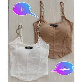 کراپ تاپ زنانه کاپ ثابت بند زنجیری
