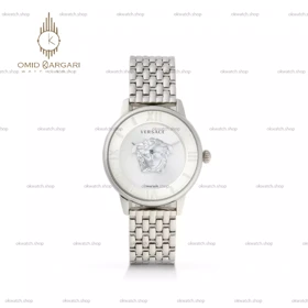 ساعت مچی ورساچه طرحدار بند سیلور صفحه سفید Versace
