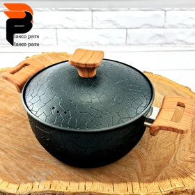 قابلمه 20 آنتیک دسته چوبی گرانیتی مشکی هاناتک