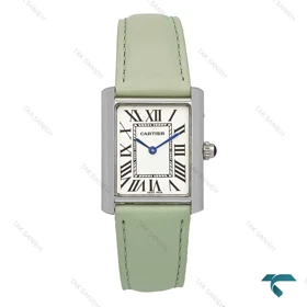 ساعت کارتیر Cartier تانک زنانه سیلور بند چرم سبز Cartier-7219-L
