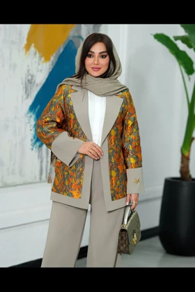 کت شلوار یقه انگلیسی ترکیبی