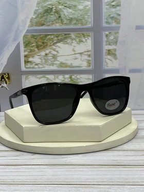 خرید عینک آفتابی پرسول مدل P6808 سایز 53 فریم مشکی براق عدسی پلیکربنات UV400 پلاریزه مخصوص رانندگی